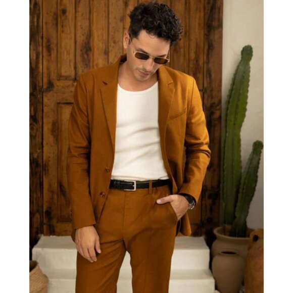 NWT Dandy Del Mar Suit Mens XL 36x31 The Brisa Linen Blend Two Piece Sedona